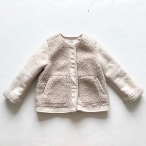 Zara cream shearling coat/jacket EUC 2/3T